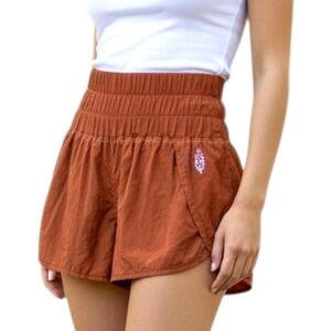 FP Movement The Way Home Shorts Rust Smocked High Rise Active S